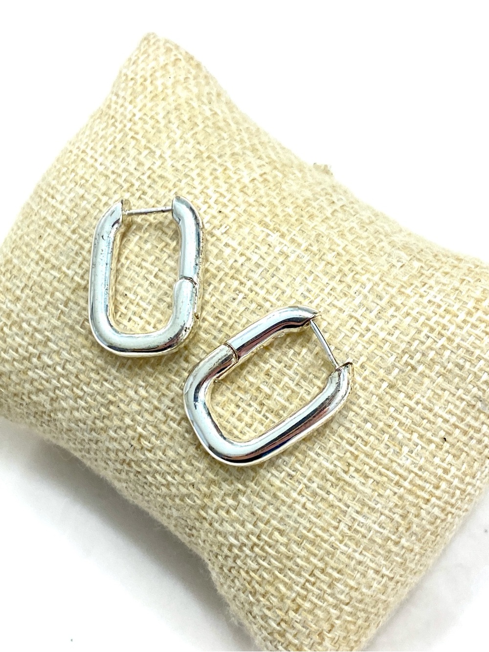 Banana Republic Polished Silver Geometric Hoop Earrings - Picture 2 of 5